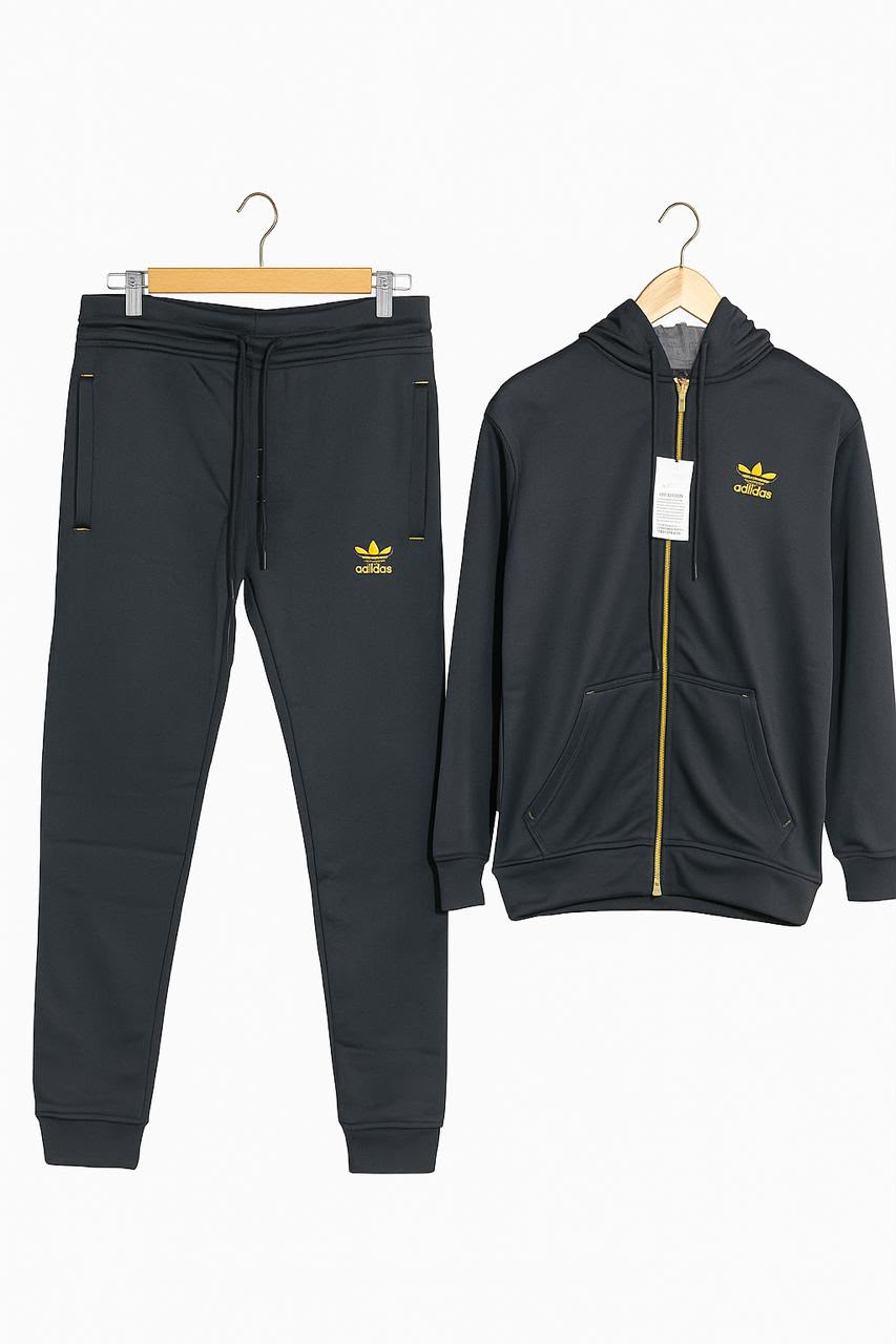 Adidas Tracksuit – Black with Gold Logo